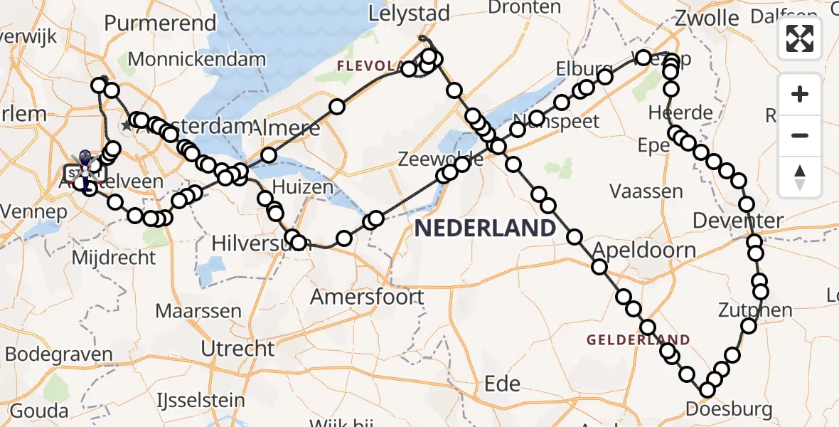 Routekaart van de vlucht: Politiehelikopter naar Amsterdam Vliegveld Schiphol, Amsterdam Vliegveld Schiphol