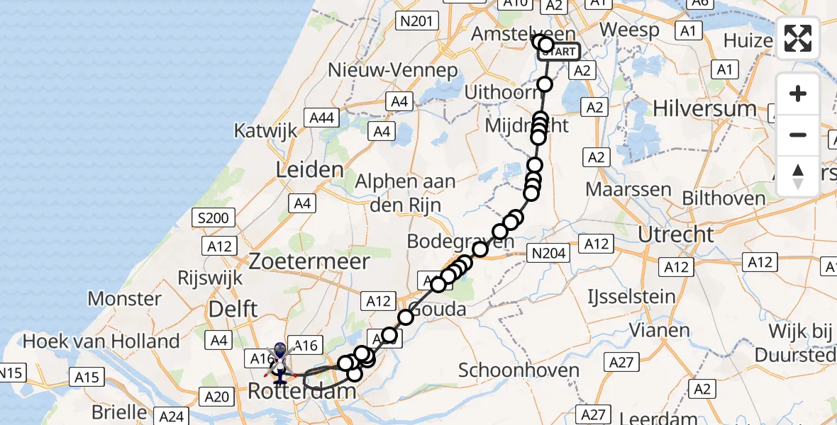 Routekaart van de vlucht: Politiehelikopter naar Rotterdam The Hague Airport, Rotterdam The Hague Airport