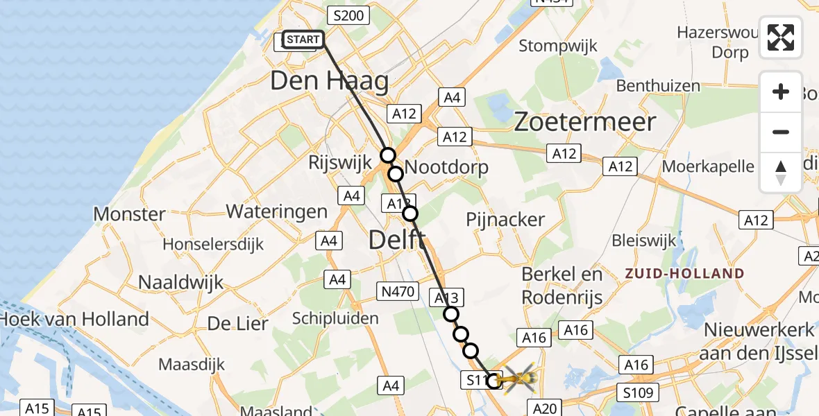 Routekaart van de vlucht: Lifeliner 2 naar Rotterdam The Hague Airport, Rotterdam The Hague Airport