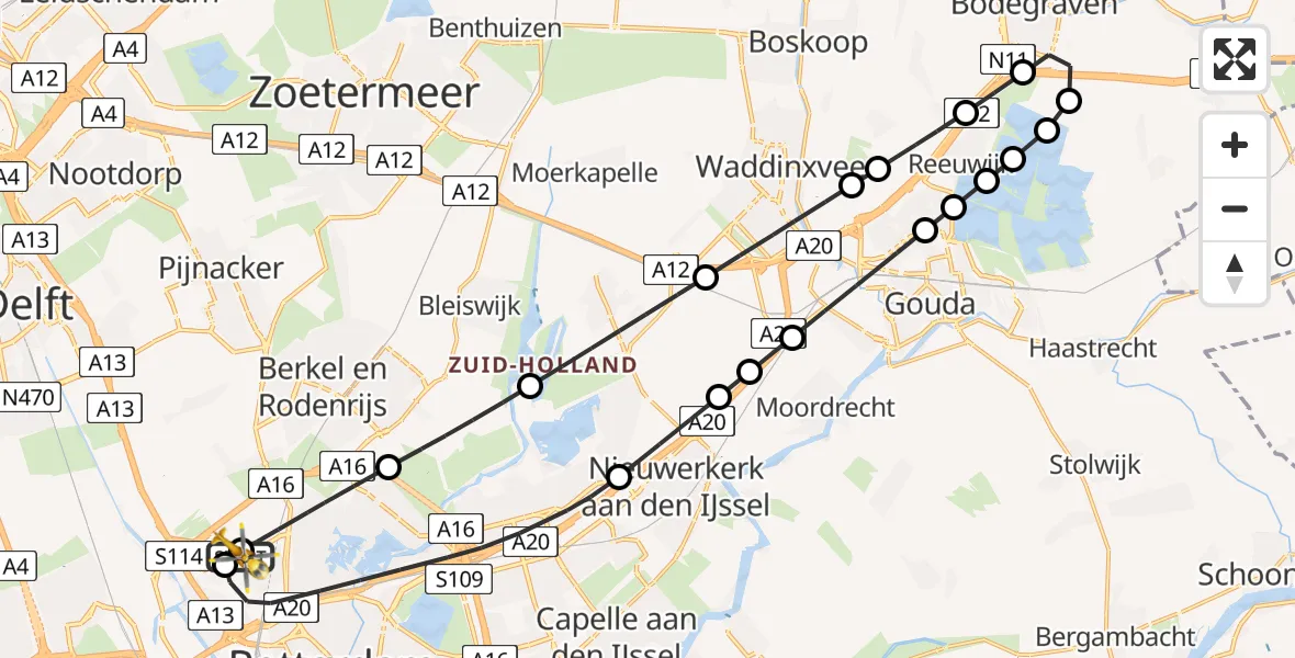 Routekaart van de vlucht: Lifeliner 2 naar Rotterdam The Hague Airport, Rotterdam The Hague Airport