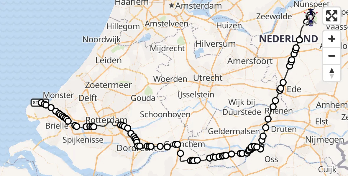 Routekaart van de vlucht: Politiehelikopter naar Elspeet, Liesbergpad