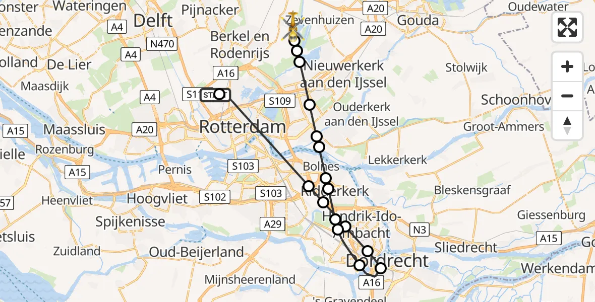 Routekaart van de vlucht: Lifeliner 2 naar Bleiswijk, Spireadreef
