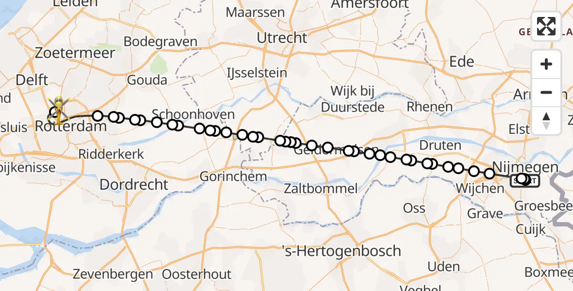Routekaart van de vlucht: Lifeliner 2 naar Rotterdam The Hague Airport, Rotterdam The Hague Airport