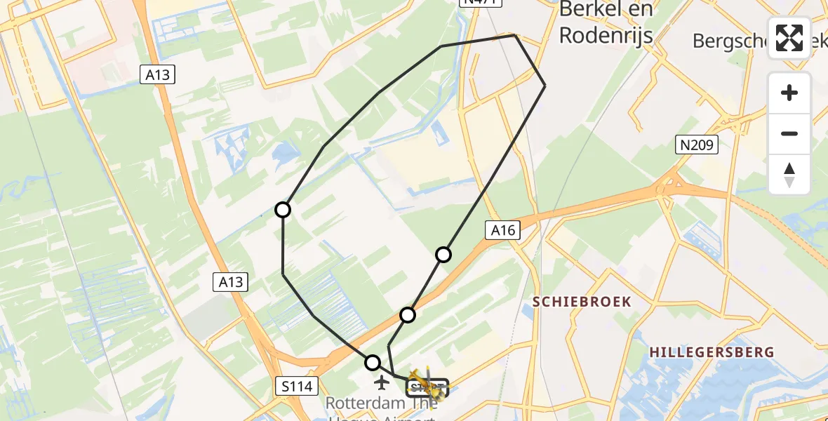 Routekaart van de vlucht: Lifeliner 2 naar Rotterdam The Hague Airport, Rotterdam The Hague Airport