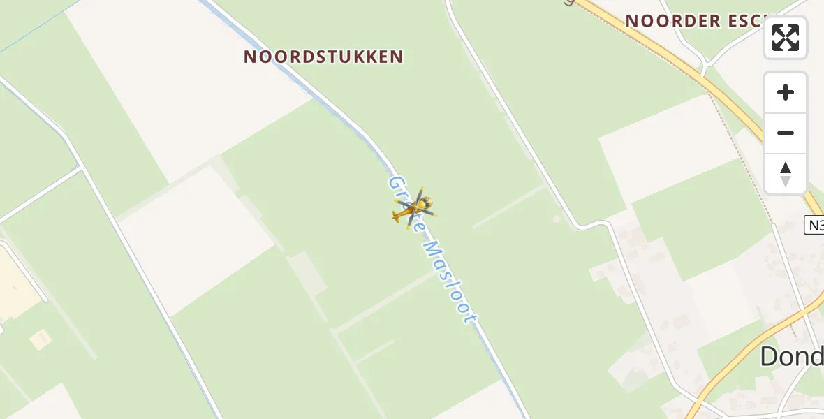 Routekaart van de vlucht: Lifeliner 4 naar Bunne, Noordeinde