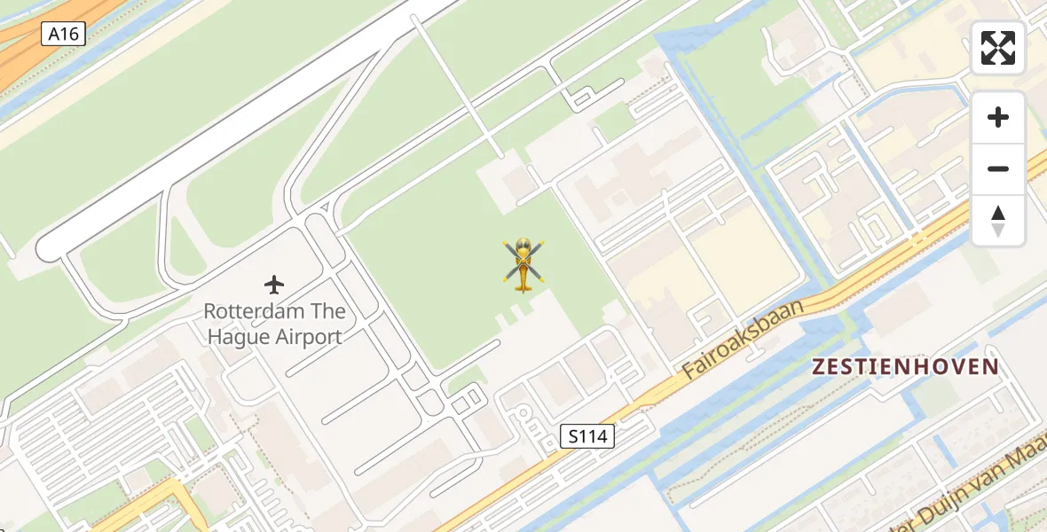 Vluchtroute Traumahelikopter van Rotterdam The Hague Airport naar Rotterdam The Hague Airport