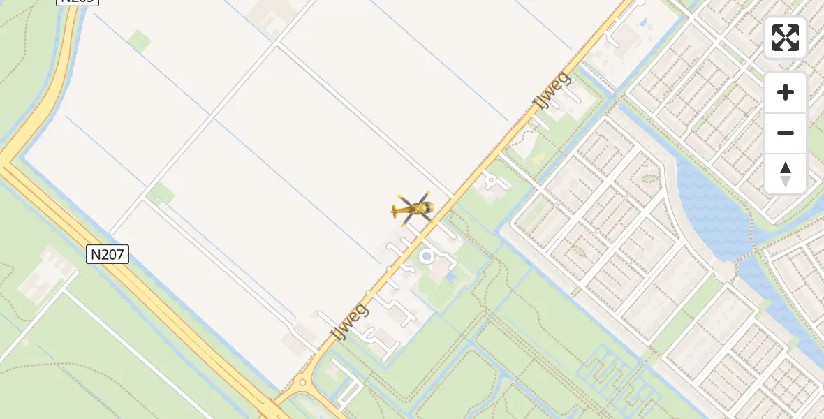 Routekaart van de vlucht: Lifeliner 1 naar Nieuw-Vennep, IJweg