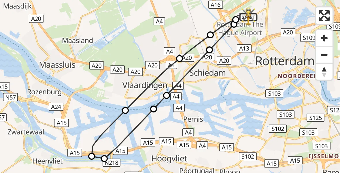 Routekaart van de vlucht: Lifeliner 2 naar Rotterdam The Hague Airport, Rotterdam The Hague Airport