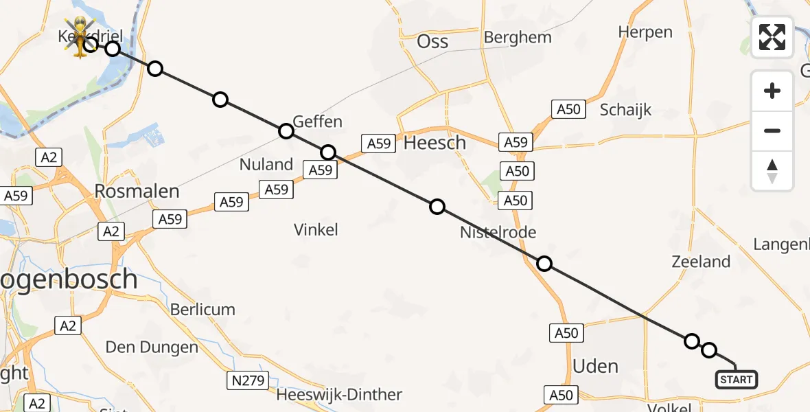Routekaart van de vlucht: Lifeliner 3 naar Kerkdriel, Kerkstraat