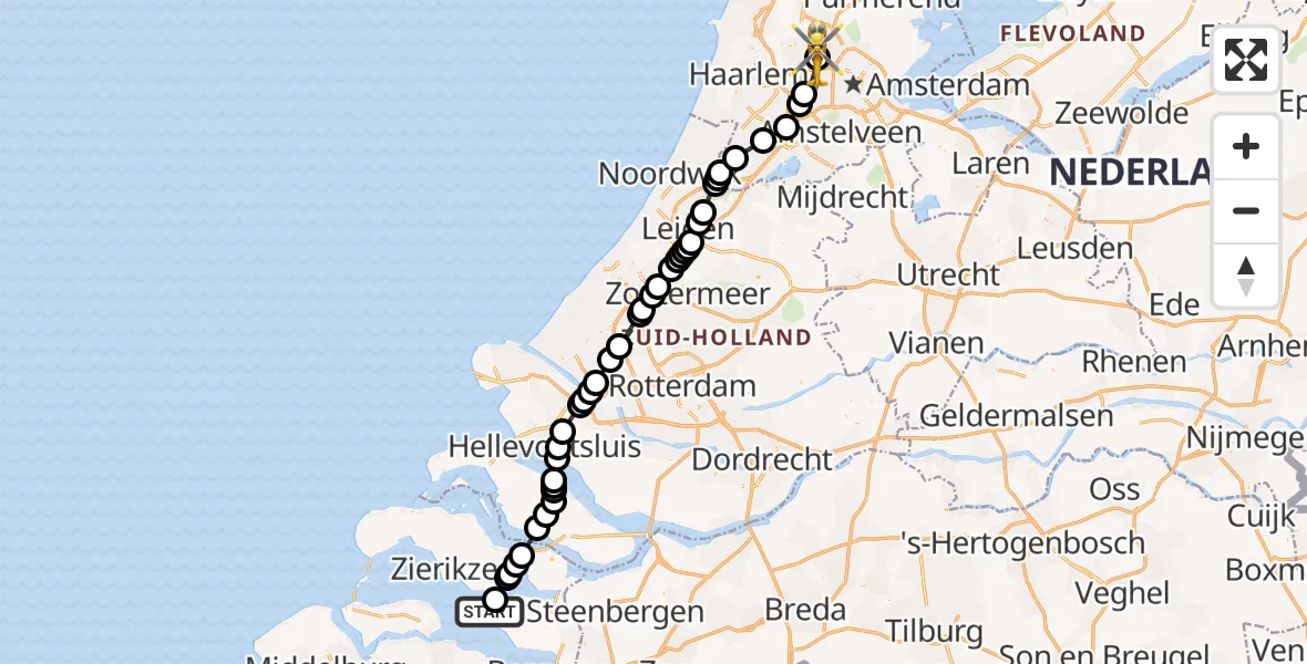 Routekaart van de vlucht: Lifeliner 1 naar Amsterdam Heliport, Amsterdam Heliport