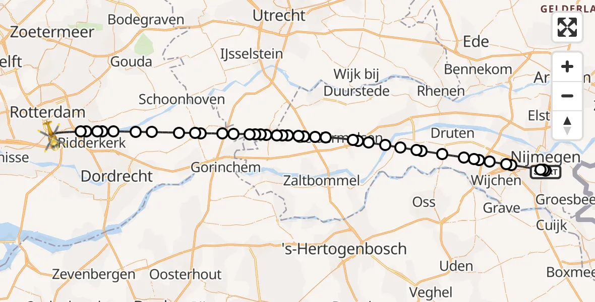 Routekaart van de vlucht: Lifeliner 2 naar Rotterdam, Ahoyplein