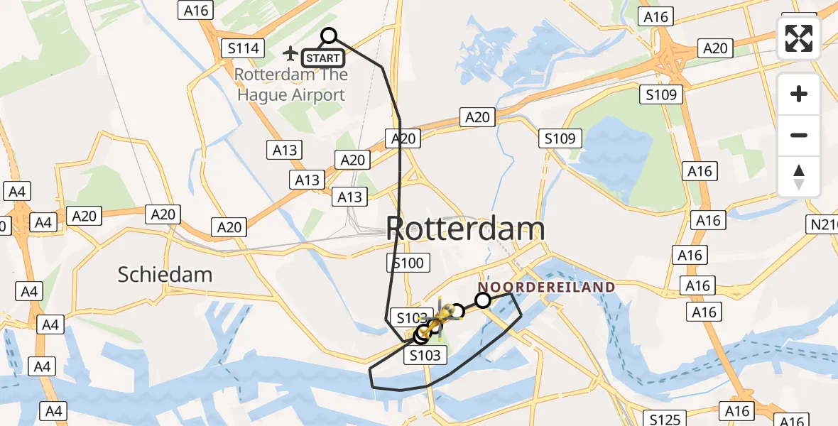 Routekaart van de vlucht: Lifeliner 2 naar Erasmus MC, Erasmus MC