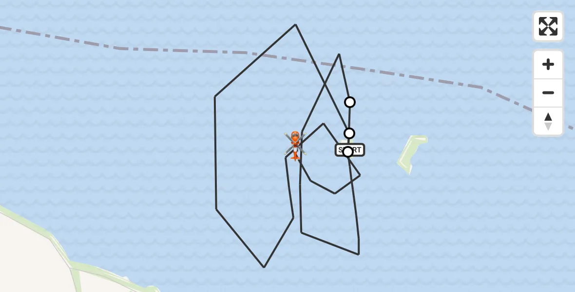 Routekaart van de vlucht: Kustwachthelikopter naar Grevelingenmeer, Grevelingenmeer