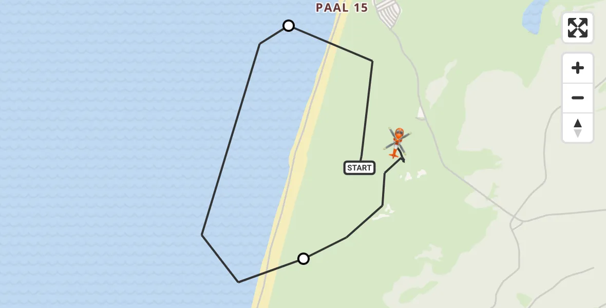 Routekaart van de vlucht: Kustwachthelikopter naar Den Burg, Westerslag