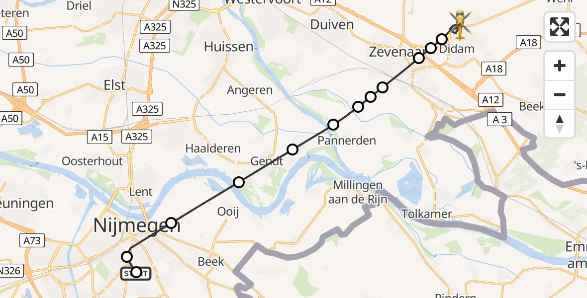 Routekaart van de vlucht: Lifeliner 3 naar Loil, Doetinchemseweg