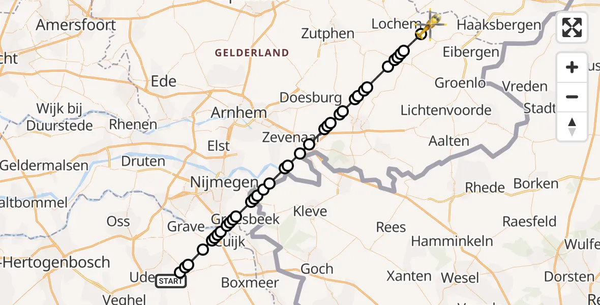 Routekaart van de vlucht: Lifeliner 3 naar Geesteren, Boerenesweg