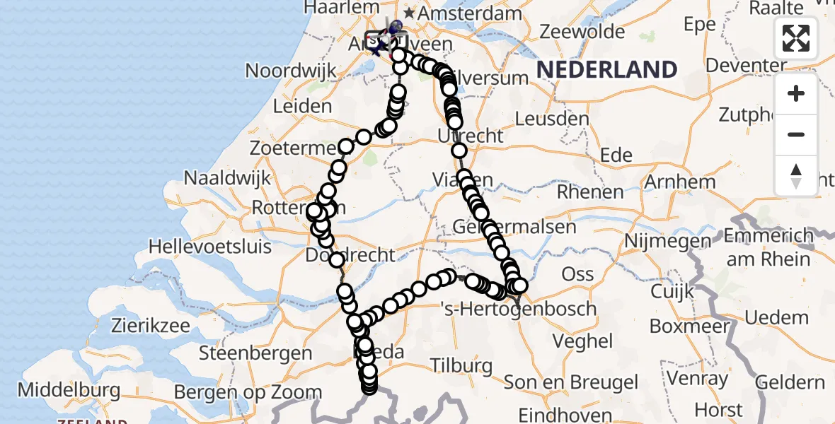 Routekaart van de vlucht: Politiehelikopter naar Amsterdam Vliegveld Schiphol, Amsterdam Vliegveld Schiphol