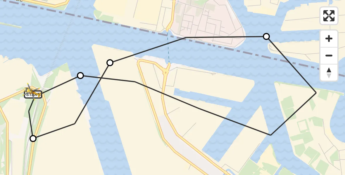 Routekaart van de vlucht: Lifeliner 1 naar Amsterdam Heliport, Amsterdam Heliport