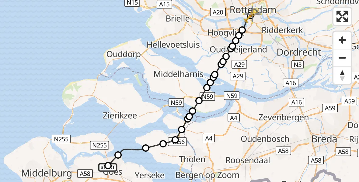 Routekaart van de vlucht: Lifeliner 2 naar Erasmus MC, Erasmus MC