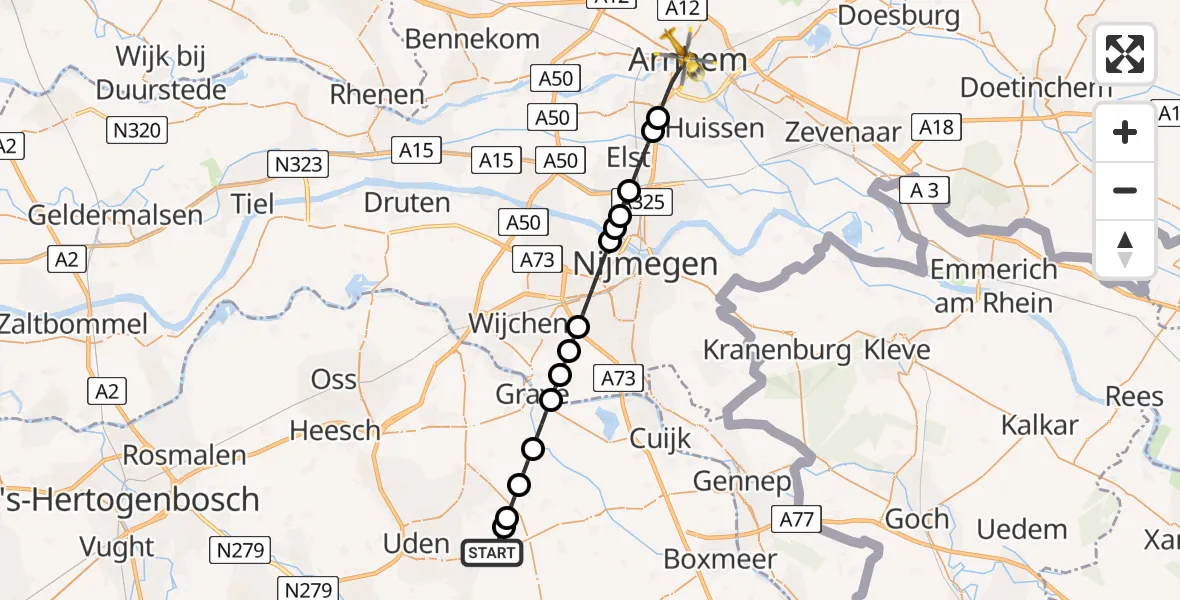 Routekaart van de vlucht: Lifeliner 3 naar Arnhem, Sonsbeekweg