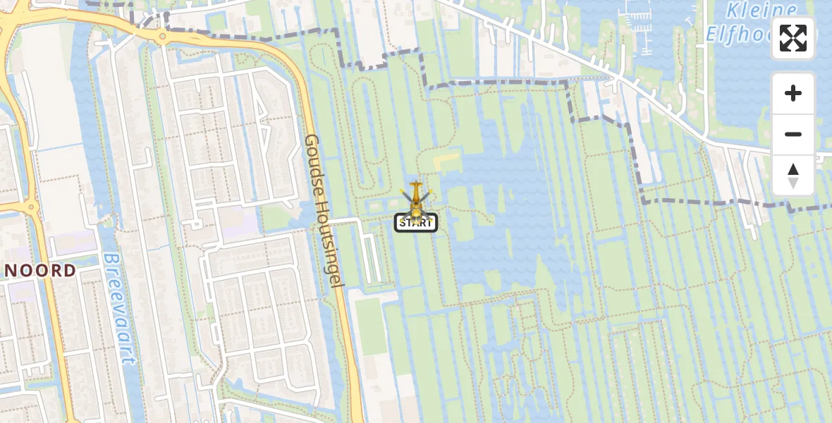 Routekaart van de vlucht: Lifeliner 2 naar Gouda, Kale jonkerpad