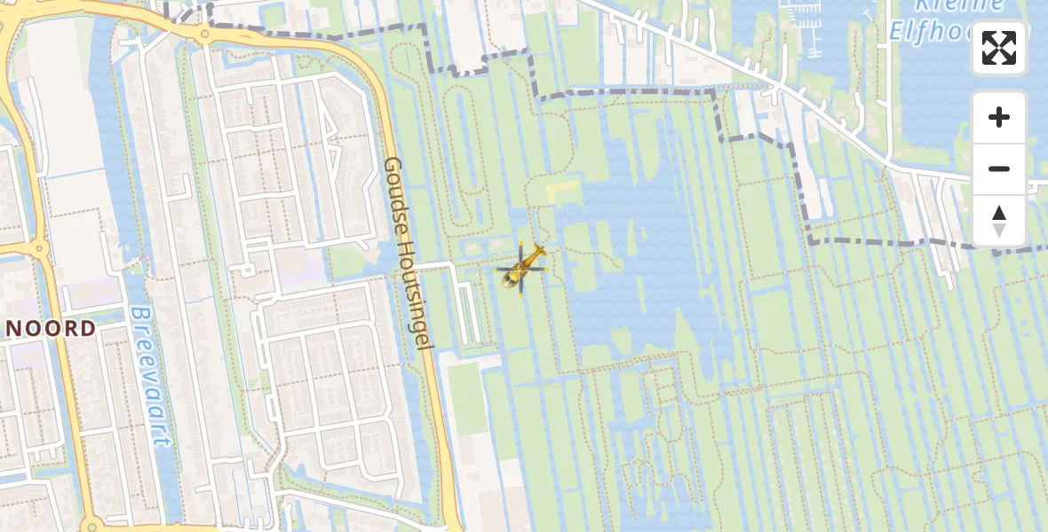 Vluchtroute Traumahelikopter van Gouda naar Gouda