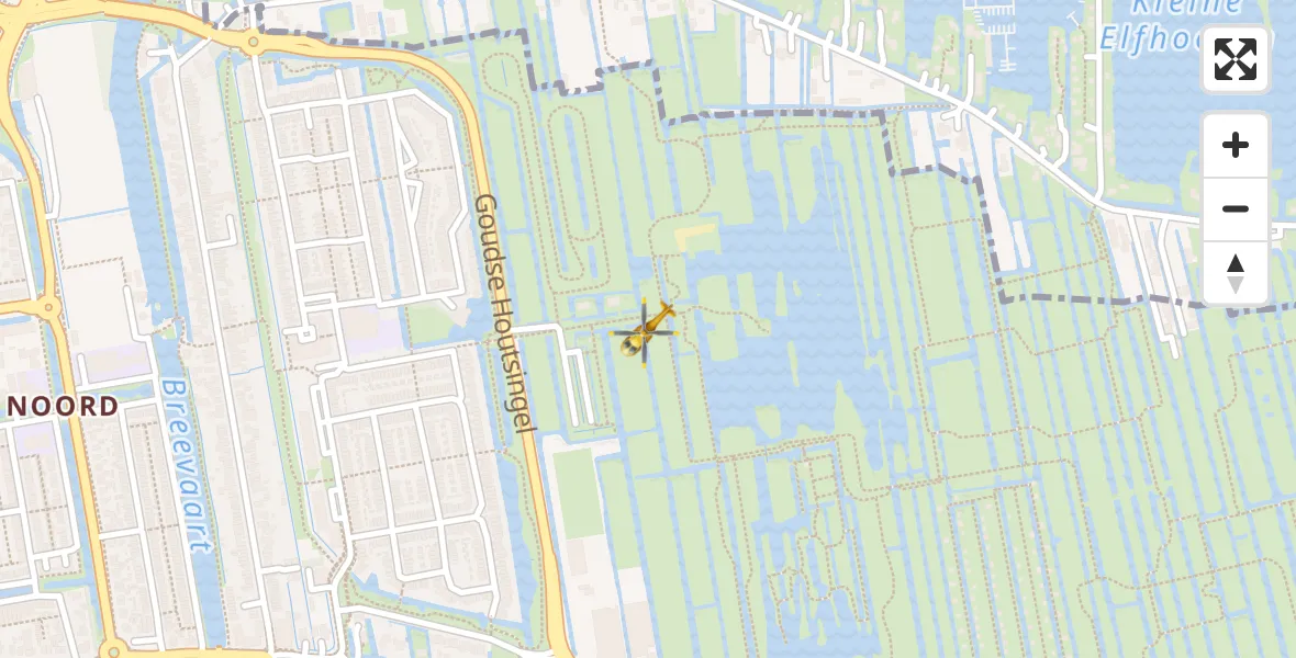 Vluchtroute Traumahelikopter van Gouda naar Gouda