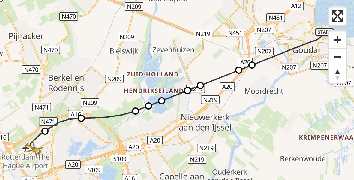 Routekaart van de vlucht: Lifeliner 2 naar Rotterdam The Hague Airport, Rotterdam The Hague Airport