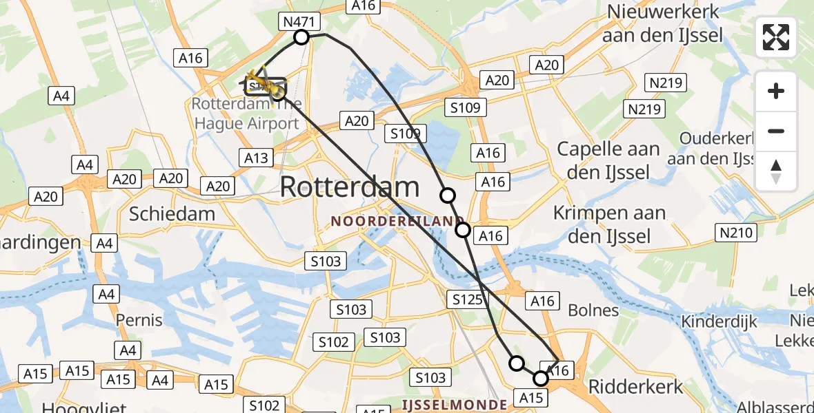 Routekaart van de vlucht: Lifeliner 2 naar Rotterdam The Hague Airport, Rotterdam The Hague Airport