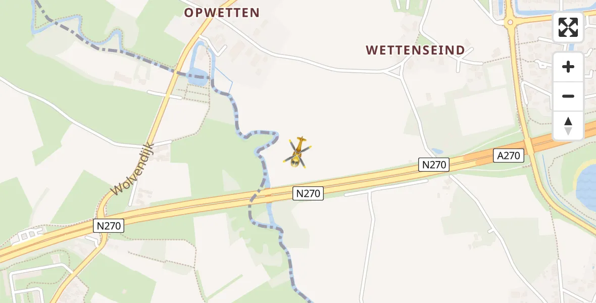 Vluchtroute Traumahelikopter van Nuenen naar Nuenen