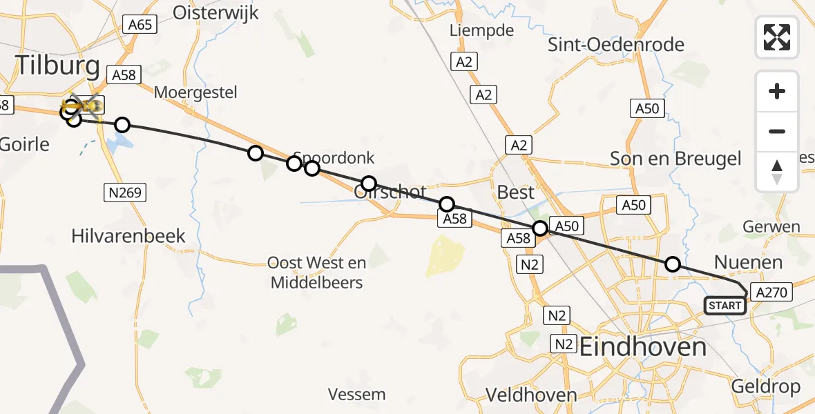Routekaart van de vlucht: Lifeliner 3 naar St. Elisabeth Hospital Heliport, St. Elisabeth Hospital Heliport