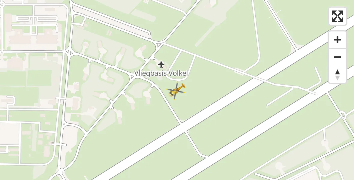 Vluchtroute Traumahelikopter van Vliegbasis Volkel naar Vliegbasis Volkel