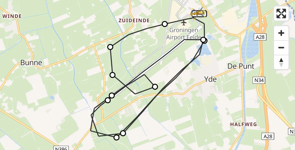 Routekaart van de vlucht: Lifeliner 4 naar Groningen Airport Eelde, Groningen Airport Eelde