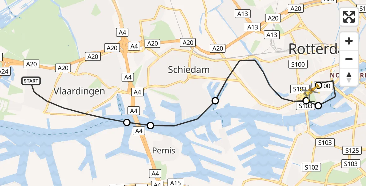 Routekaart van de vlucht: Lifeliner 2 naar Leids Universitair Medisch Centrum (LUMC), Leids Universitair Medisch Centrum (LUMC)