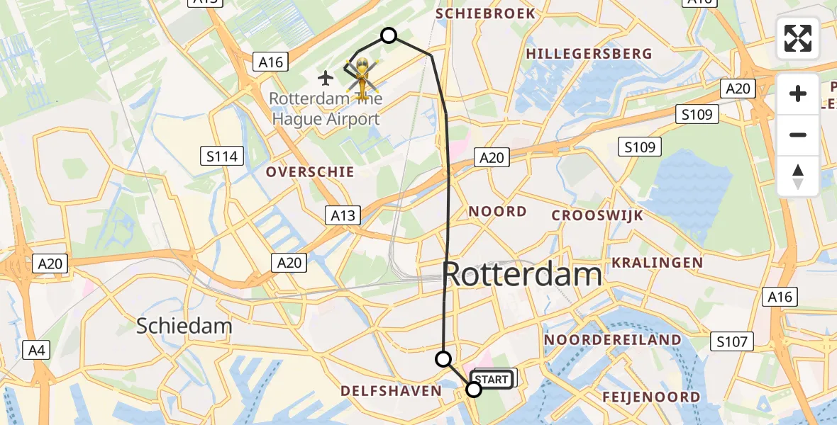 Routekaart van de vlucht: Lifeliner 2 naar Rotterdam The Hague Airport, Rotterdam The Hague Airport