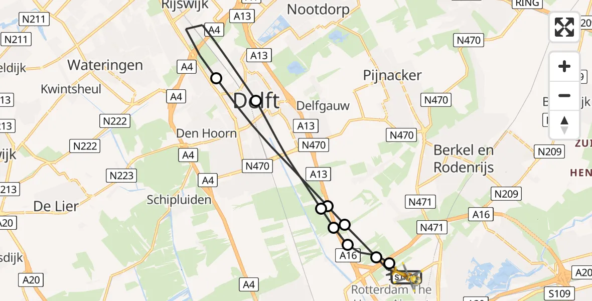 Routekaart van de vlucht: Lifeliner 2 naar Rotterdam The Hague Airport, Rotterdam The Hague Airport
