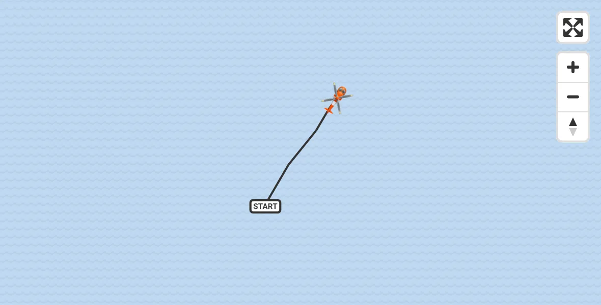 Routekaart van de vlucht:  naar Noordzee, Noordzee