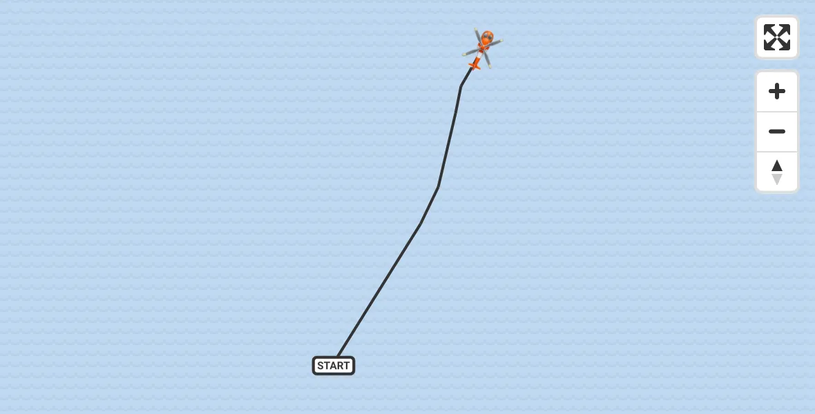 Routekaart van de vlucht: Kustwachthelikopter naar Noordzee, Noordzee