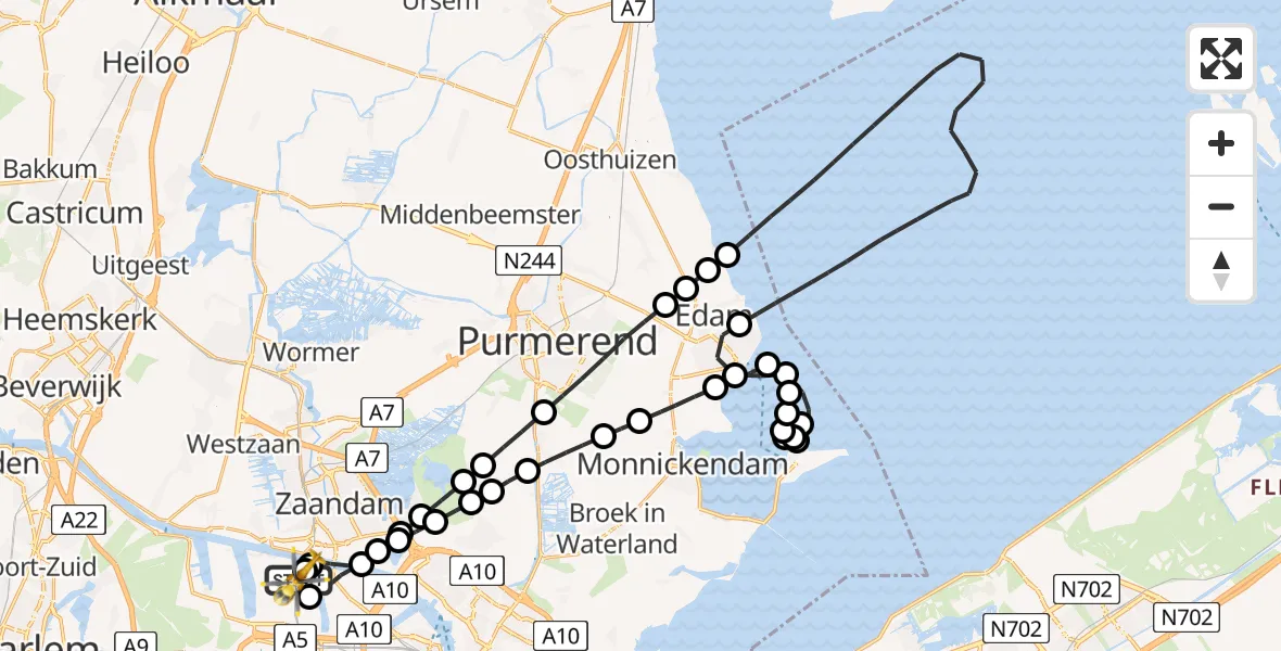 Routekaart van de vlucht: Lifeliner 1 naar Amsterdam Heliport, Amsterdam Heliport