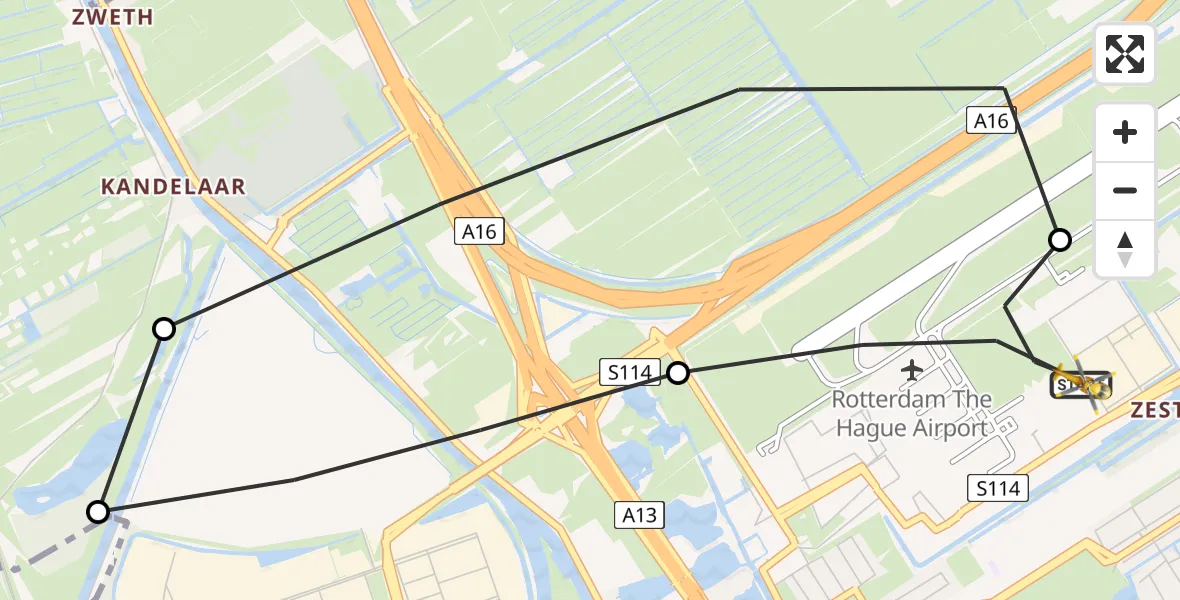 Routekaart van de vlucht: Lifeliner 2 naar Rotterdam The Hague Airport, Rotterdam The Hague Airport