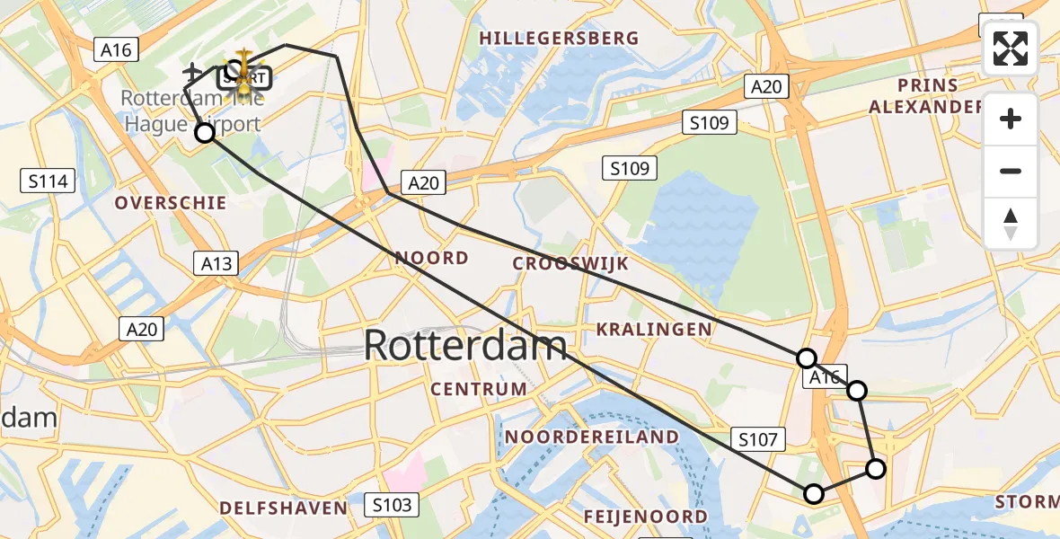 Routekaart van de vlucht: Lifeliner 2 naar Rotterdam The Hague Airport, Rotterdam The Hague Airport