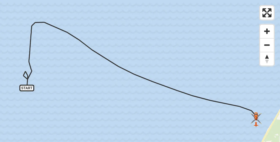 Routekaart van de vlucht: Kustwachthelikopter naar Noordzee, Noordzee