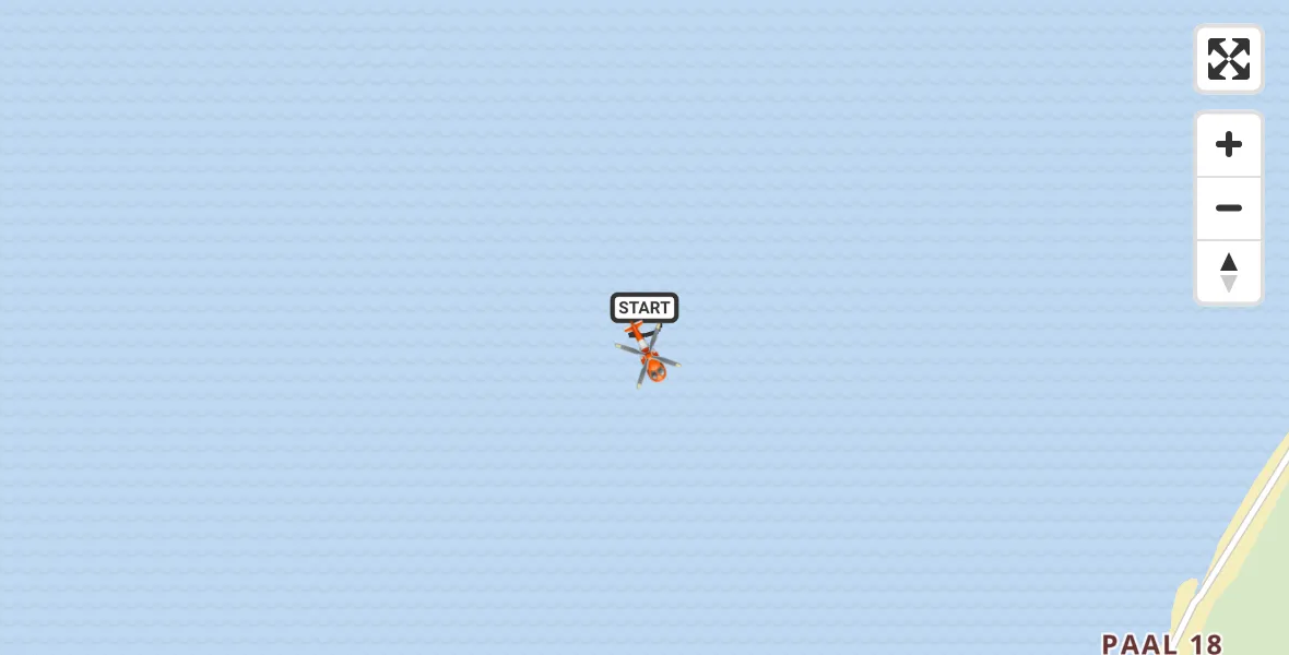 Routekaart van de vlucht: Kustwachthelikopter naar Noordzee, Noordzee