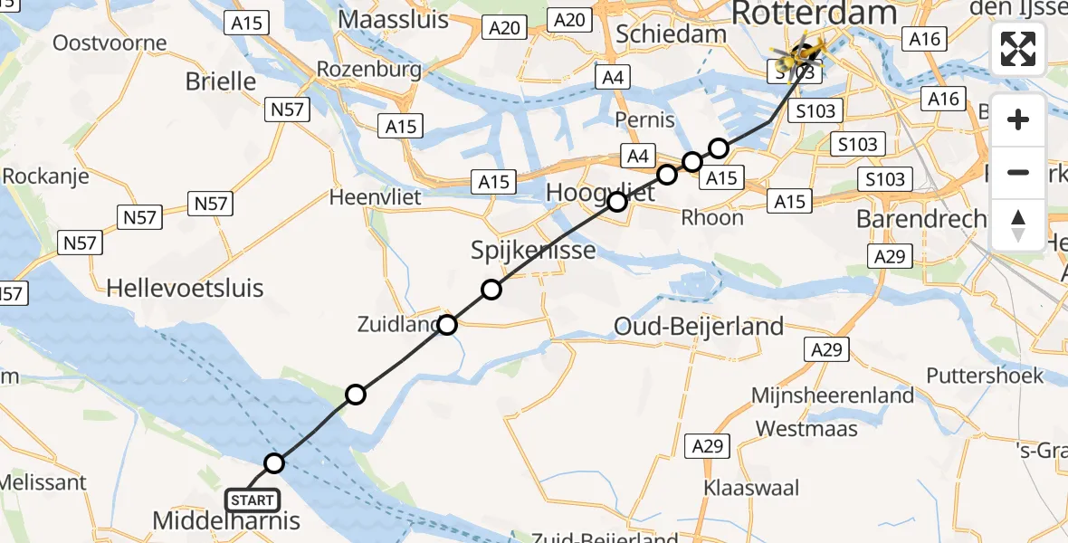 Routekaart van de vlucht: Lifeliner 2 naar Leids Universitair Medisch Centrum (LUMC), Leids Universitair Medisch Centrum (LUMC)