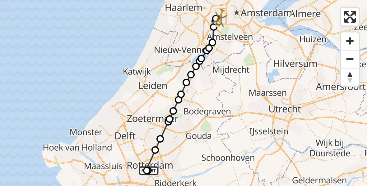 Routekaart van de vlucht: Lifeliner 2 naar Amsterdam, Amsterdam