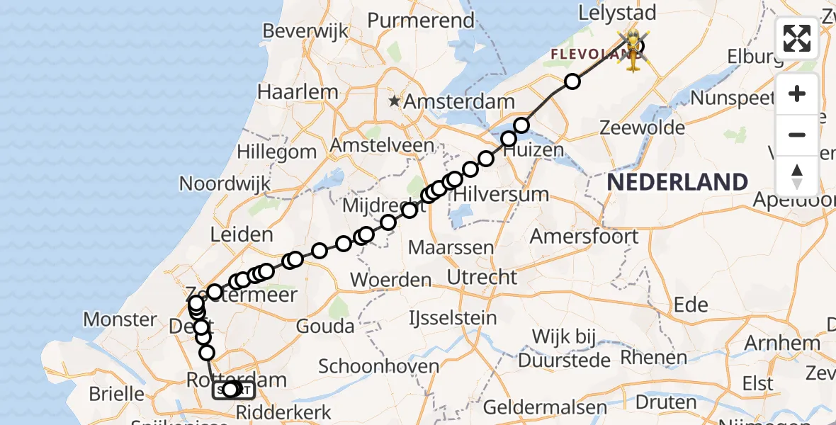 Routekaart van de vlucht: Lifeliner 1 naar Lelystad Airport, Lelystad Airport