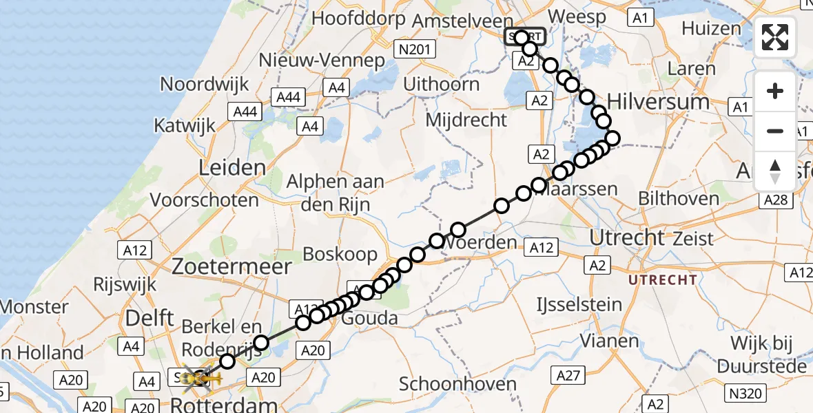 Routekaart van de vlucht: Lifeliner 2 naar Rotterdam The Hague Airport, Rotterdam The Hague Airport