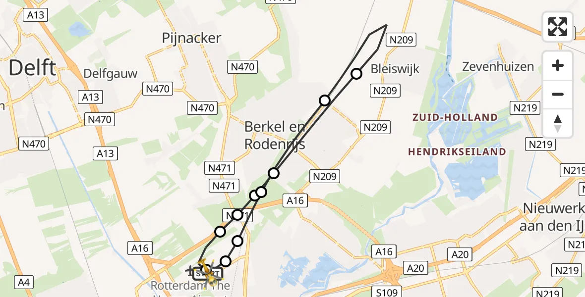 Routekaart van de vlucht: Lifeliner 2 naar Rotterdam The Hague Airport, Rotterdam The Hague Airport