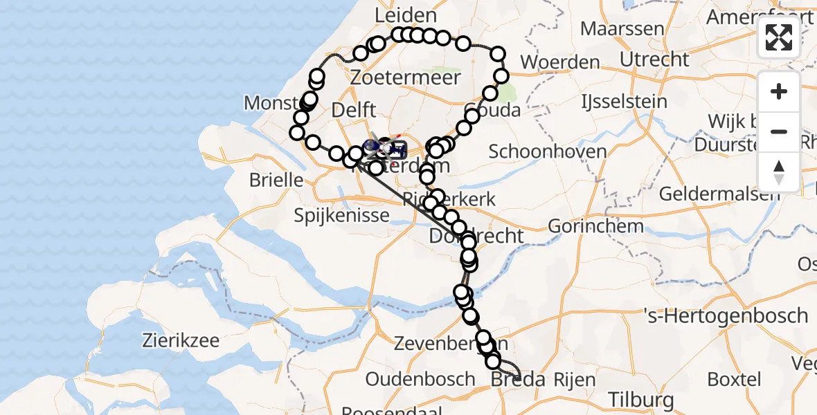 Routekaart van de vlucht: Politiehelikopter naar Rotterdam The Hague Airport, Rotterdam The Hague Airport