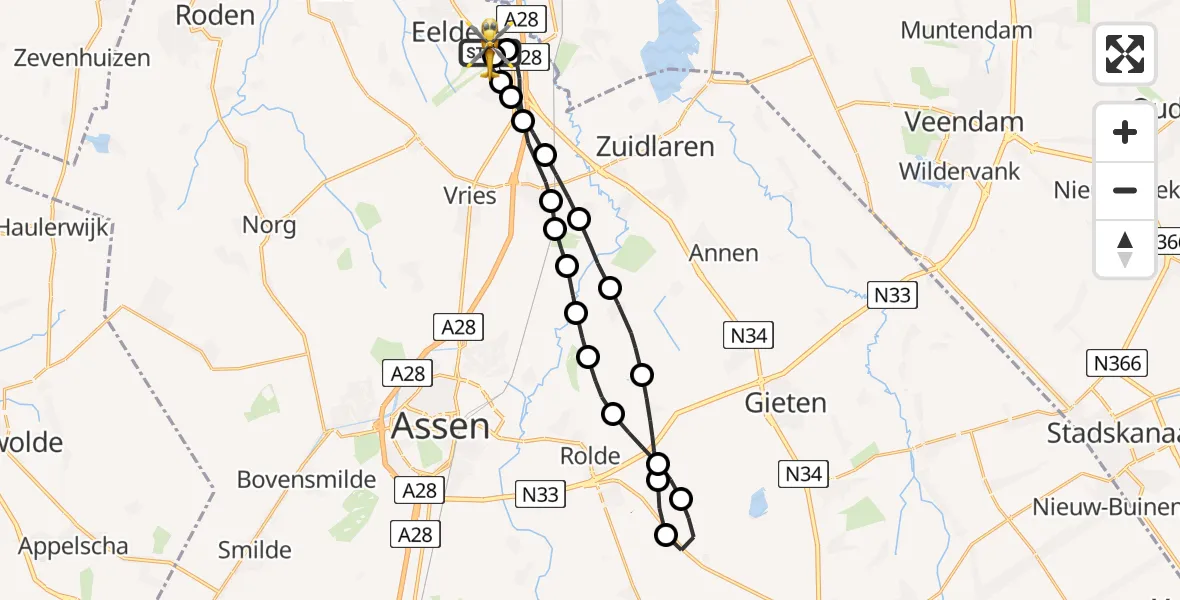 Routekaart van de vlucht: Lifeliner 4 naar Groningen Airport Eelde, Groningen Airport Eelde